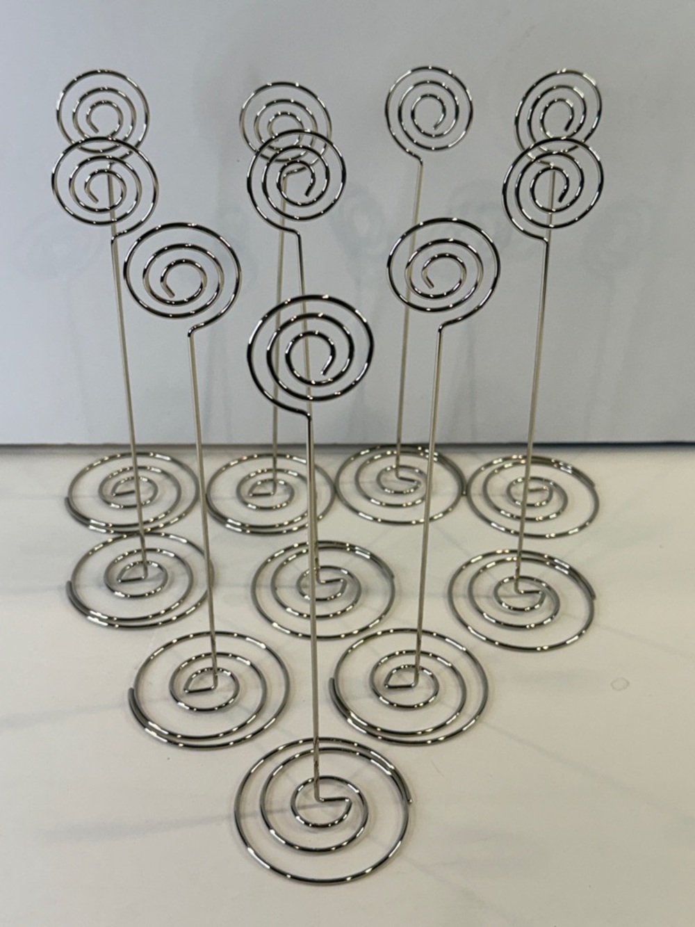 8”-9” 🌀 10pc Silver Spiral 🌀Place Card Holders Photo Clip Stands Wedding Decor